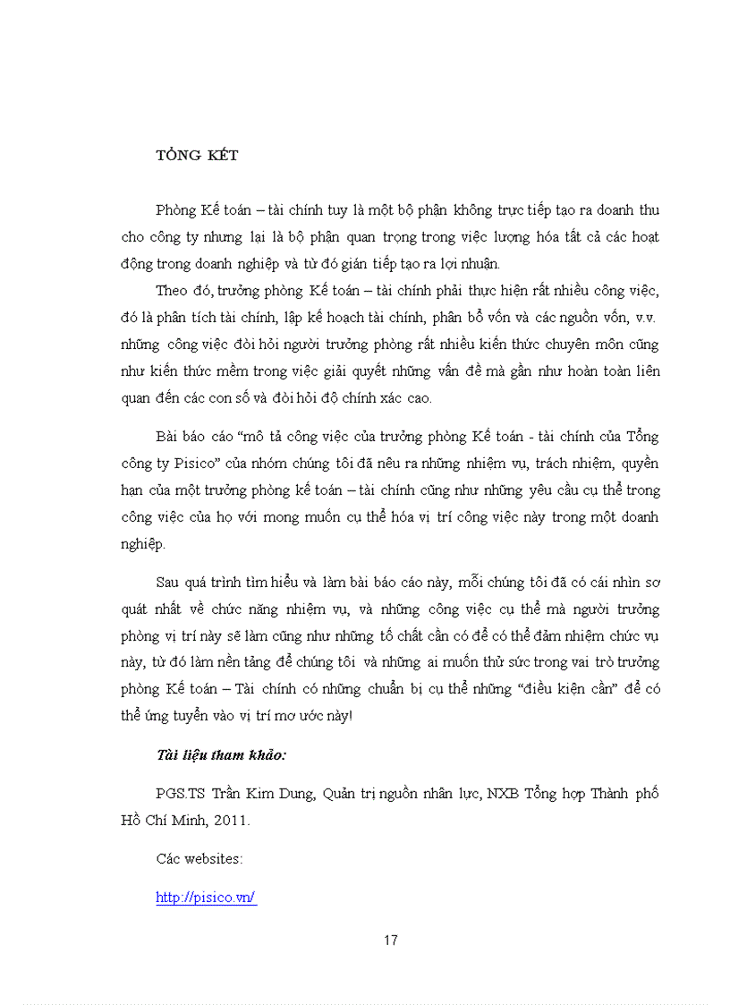 image for page Mô tả công việc trưởng phòng kế toán tài chính tại tổng công ty pisico