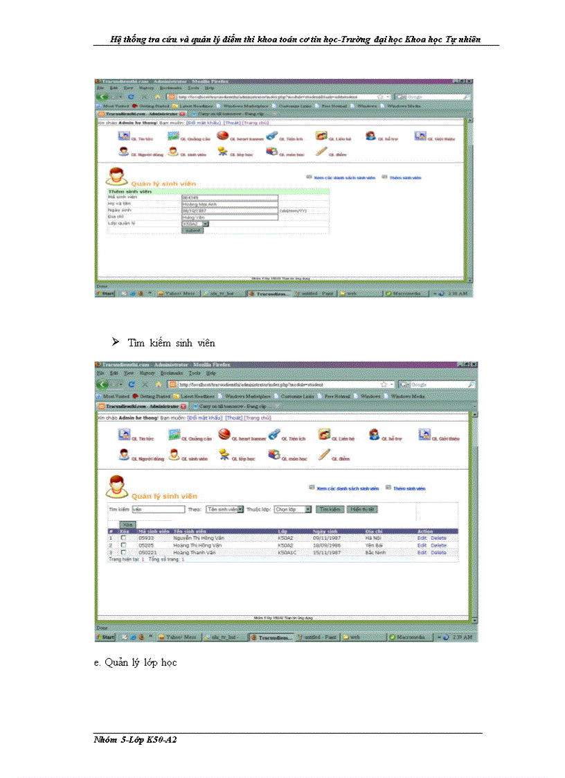 image for page Trang web quản lý và tra cứu điểm thi trong trường Đại học