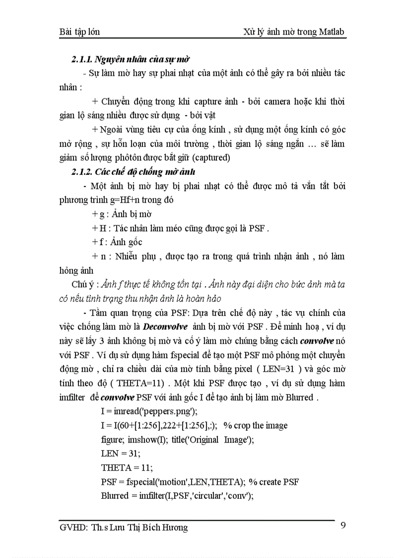 image for page Xử lý ảnh mờ trong Matlab