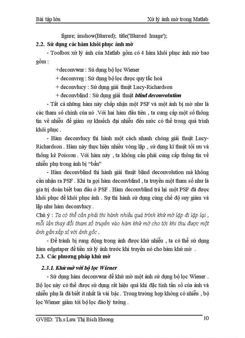 image for page Xử lý ảnh mờ trong Matlab