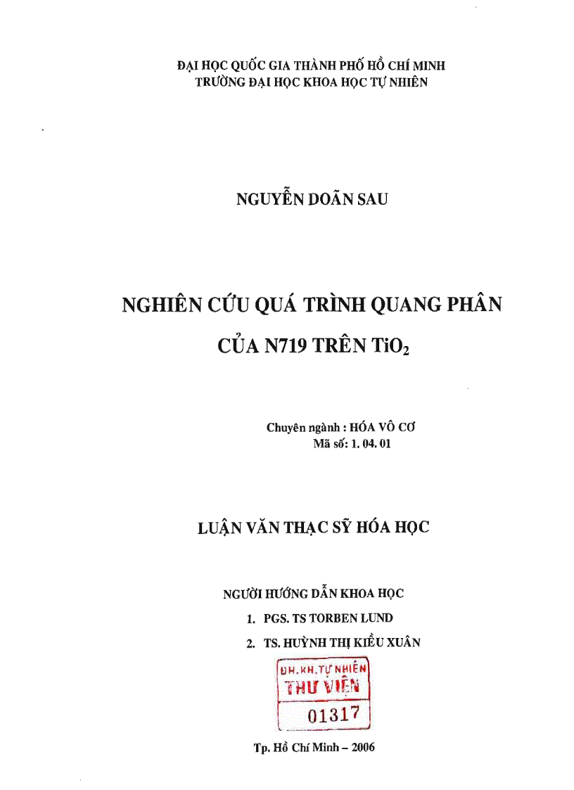 image for page Nghiên cứu quá trình quang phân của n719 trên tio2