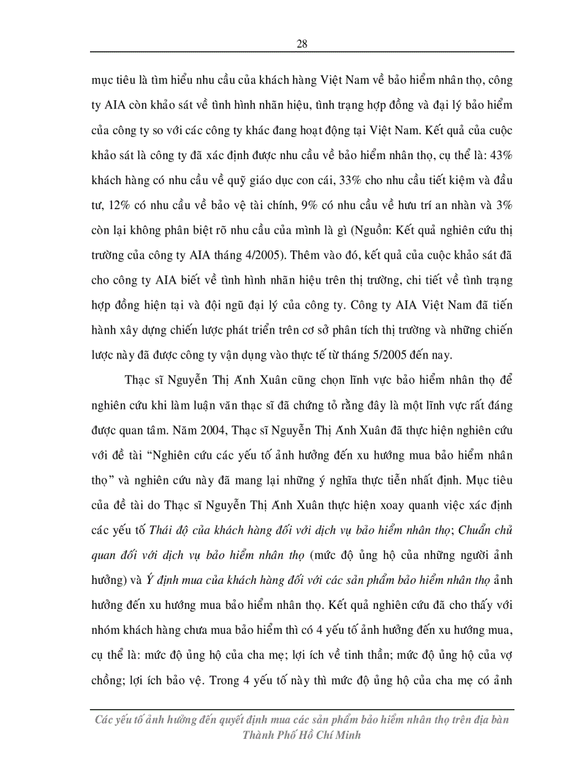 image for page Các yếu tố ảnh hưởng đến quyết định mua các sản phẩm bảo hiểm nhân thọ trên địa bàn Thành Phố Hồ Chí Minh