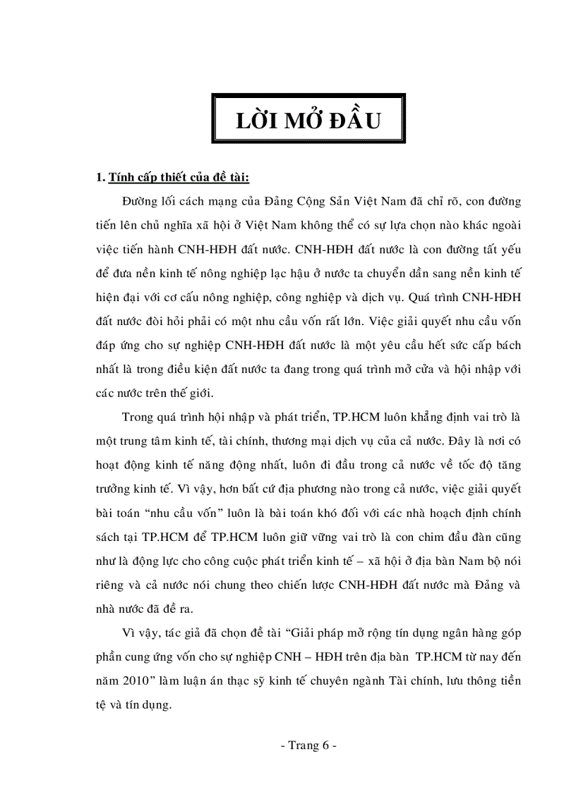 image for page Giải pháp mở rộng tín dụng Ngân hàng góp phần cung ứng vốn đối với sự nghiệp CNH HĐH trên địa bàn Tp HCM từ nay đến 2010