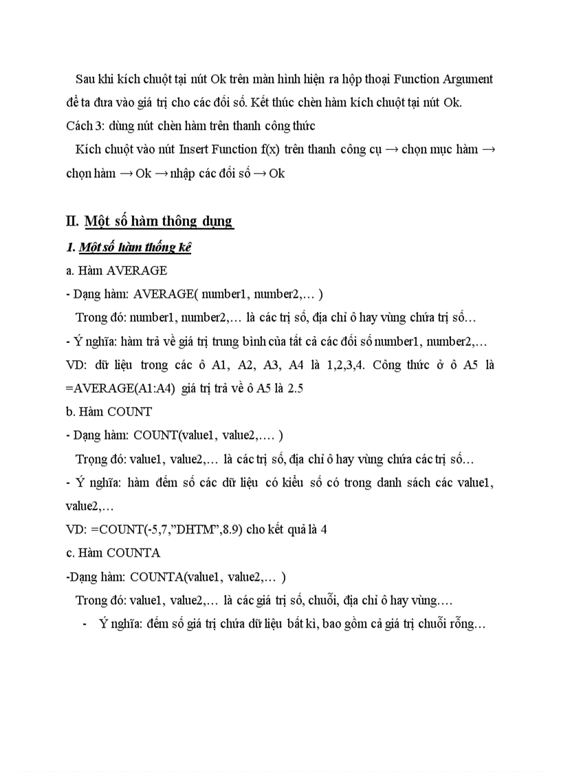 image for page Tiểu luận về các hàm thông dụng trong excel