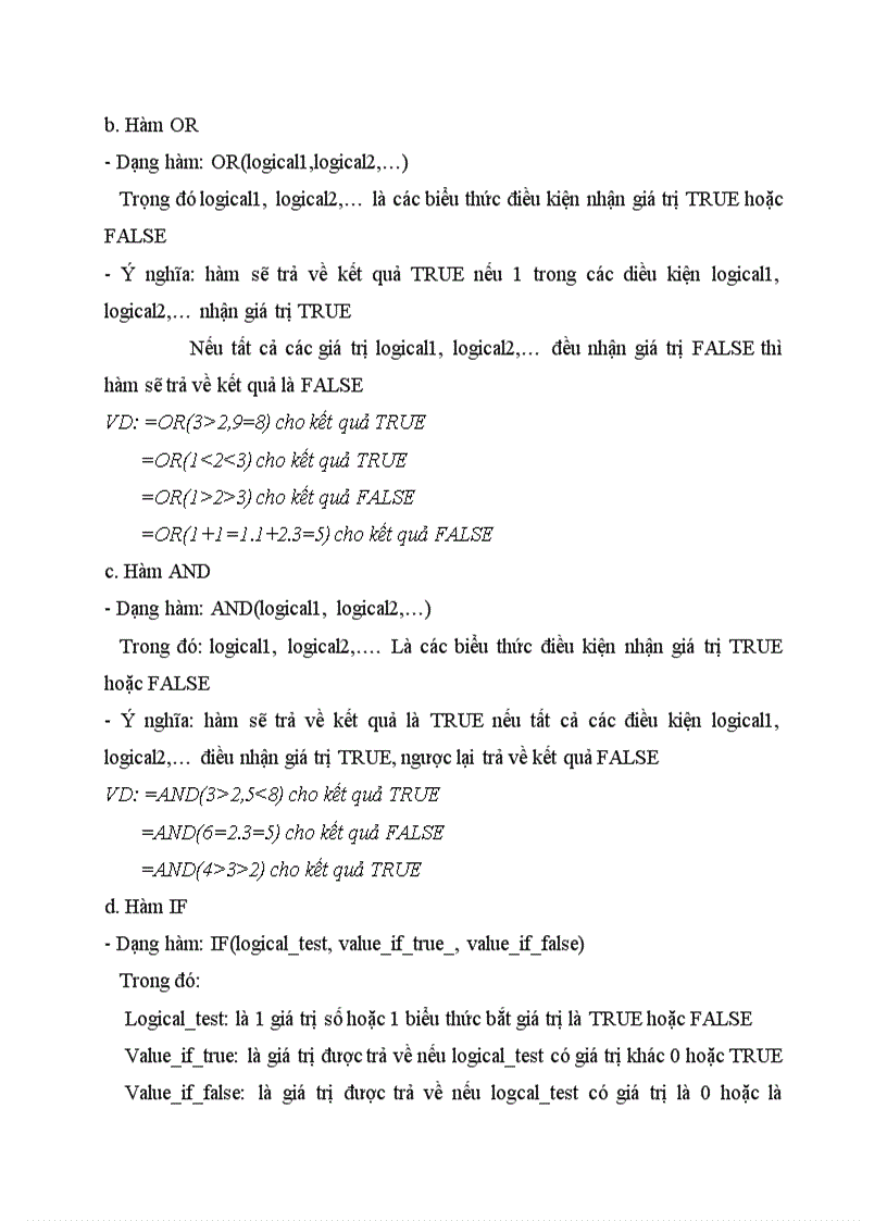 image for page Tiểu luận về các hàm thông dụng trong excel