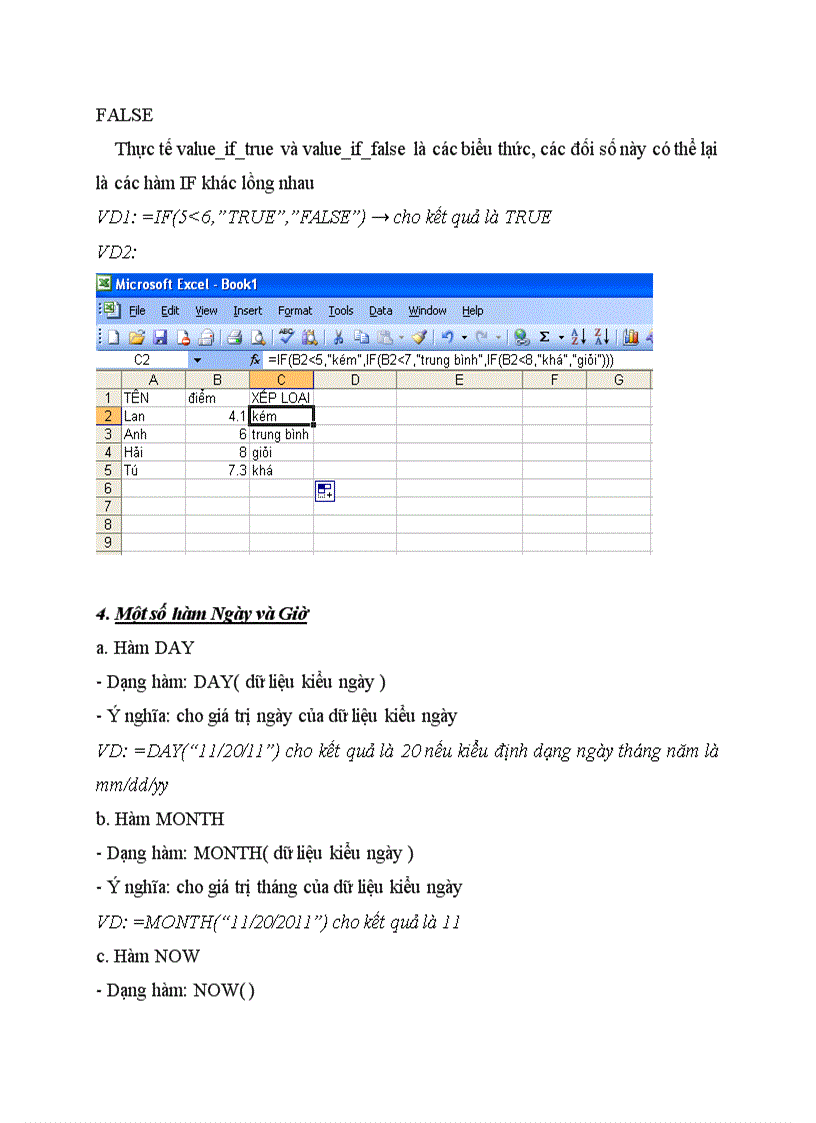 image for page Tiểu luận về các hàm thông dụng trong excel