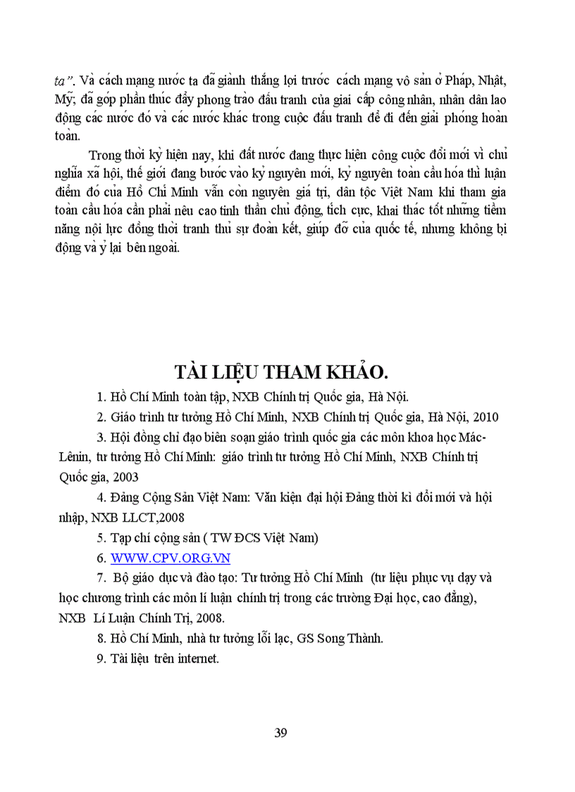 image for page Thảo luận tư tưởng hồ chí minh về 3 đề tài sau