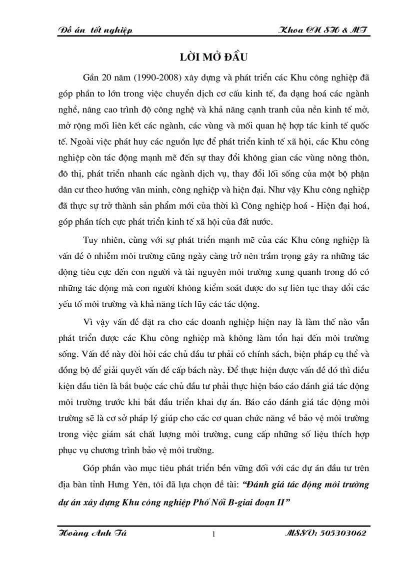 image for page Đánh giá tác động môi trường dự án xây dựng Khu công nghiệp Phố Nối B giai đoạn II