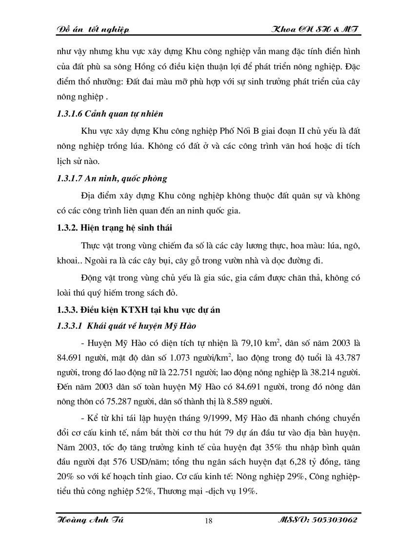 image for page Đánh giá tác động môi trường dự án xây dựng Khu công nghiệp Phố Nối B giai đoạn II