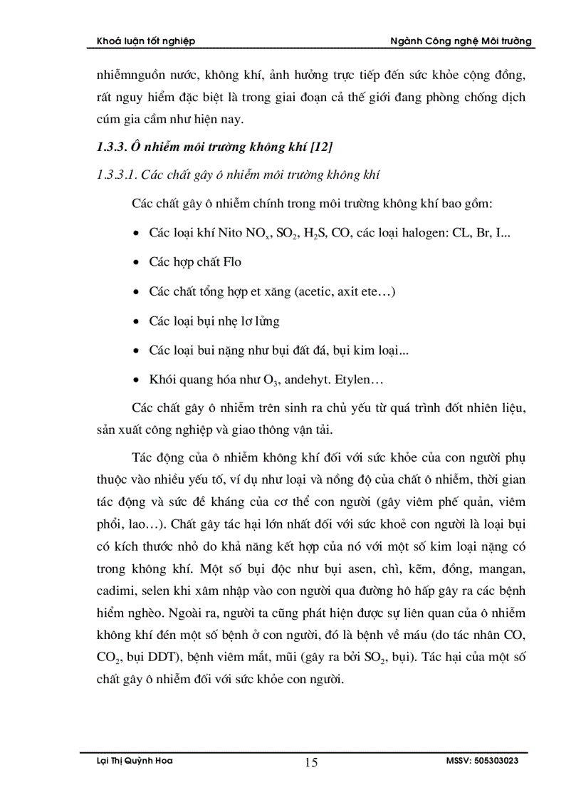 image for page Đánh giá hiện trạng chất lượng môi trường không khí phục vụ công tác quy hoạch môi trường huyện Chí Linh Hải Dương