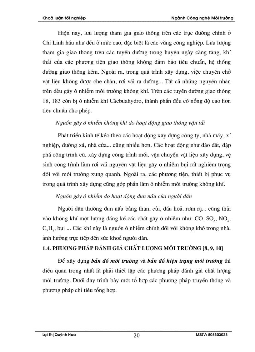 image for page Đánh giá hiện trạng chất lượng môi trường không khí phục vụ công tác quy hoạch môi trường huyện Chí Linh Hải Dương