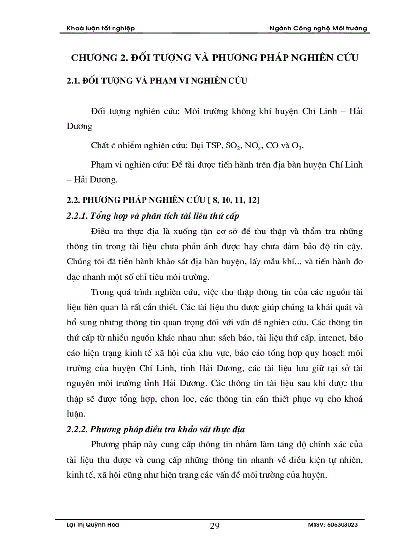 image for page Đánh giá hiện trạng chất lượng môi trường không khí phục vụ công tác quy hoạch môi trường huyện Chí Linh Hải Dương