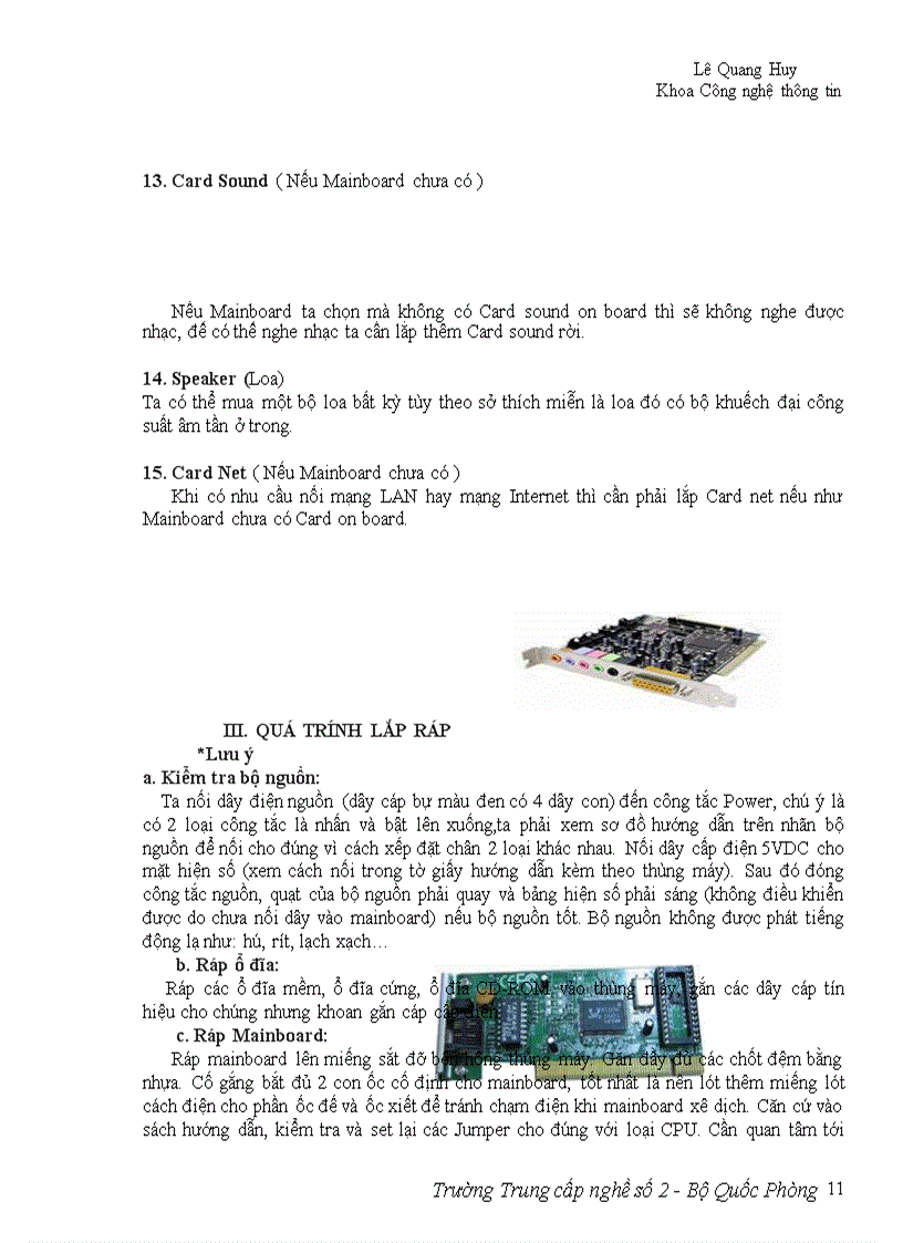 image for page Báo cáo thực tập Lắp ráp cài đặt và sửa chữa máy vi tính
