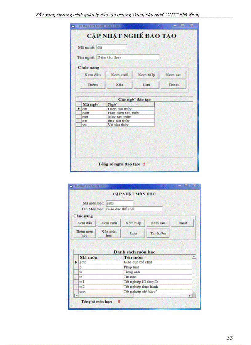image for page Xây dựng chương trình quản lý đào tạo trường Trung cấp nghề CNTT Phà Rừng