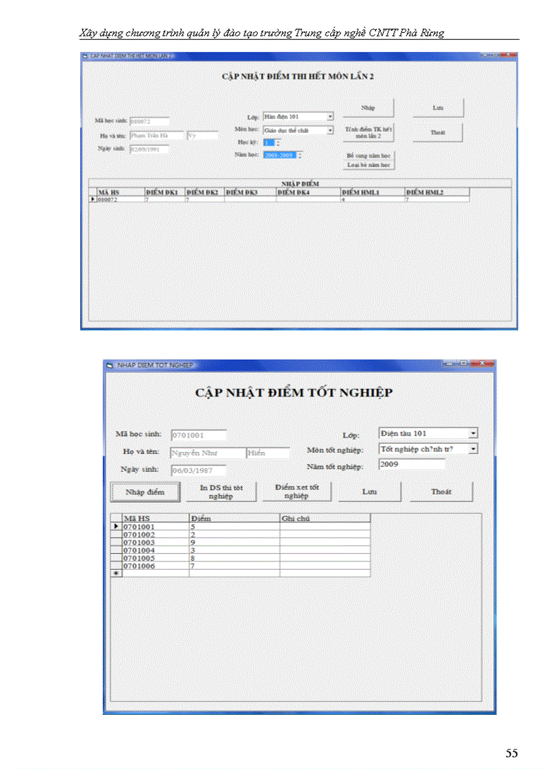 image for page Xây dựng chương trình quản lý đào tạo trường Trung cấp nghề CNTT Phà Rừng