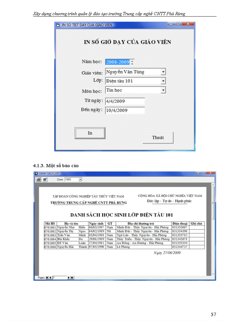 image for page Xây dựng chương trình quản lý đào tạo trường Trung cấp nghề CNTT Phà Rừng
