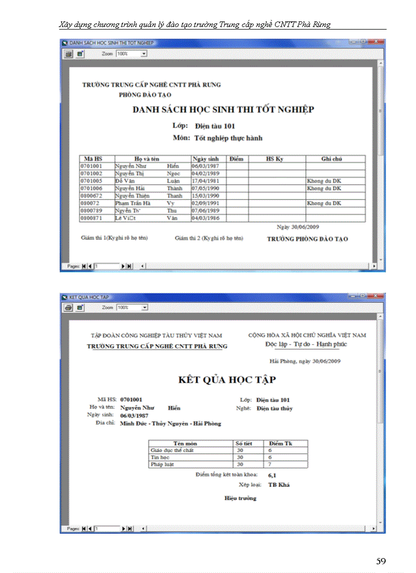 image for page Xây dựng chương trình quản lý đào tạo trường Trung cấp nghề CNTT Phà Rừng