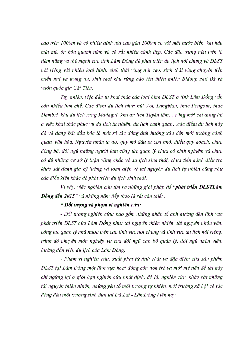 image for page Giải pháp phát triển du lịch sinh thái tỉnh Lâm Đồng đến năm 2015