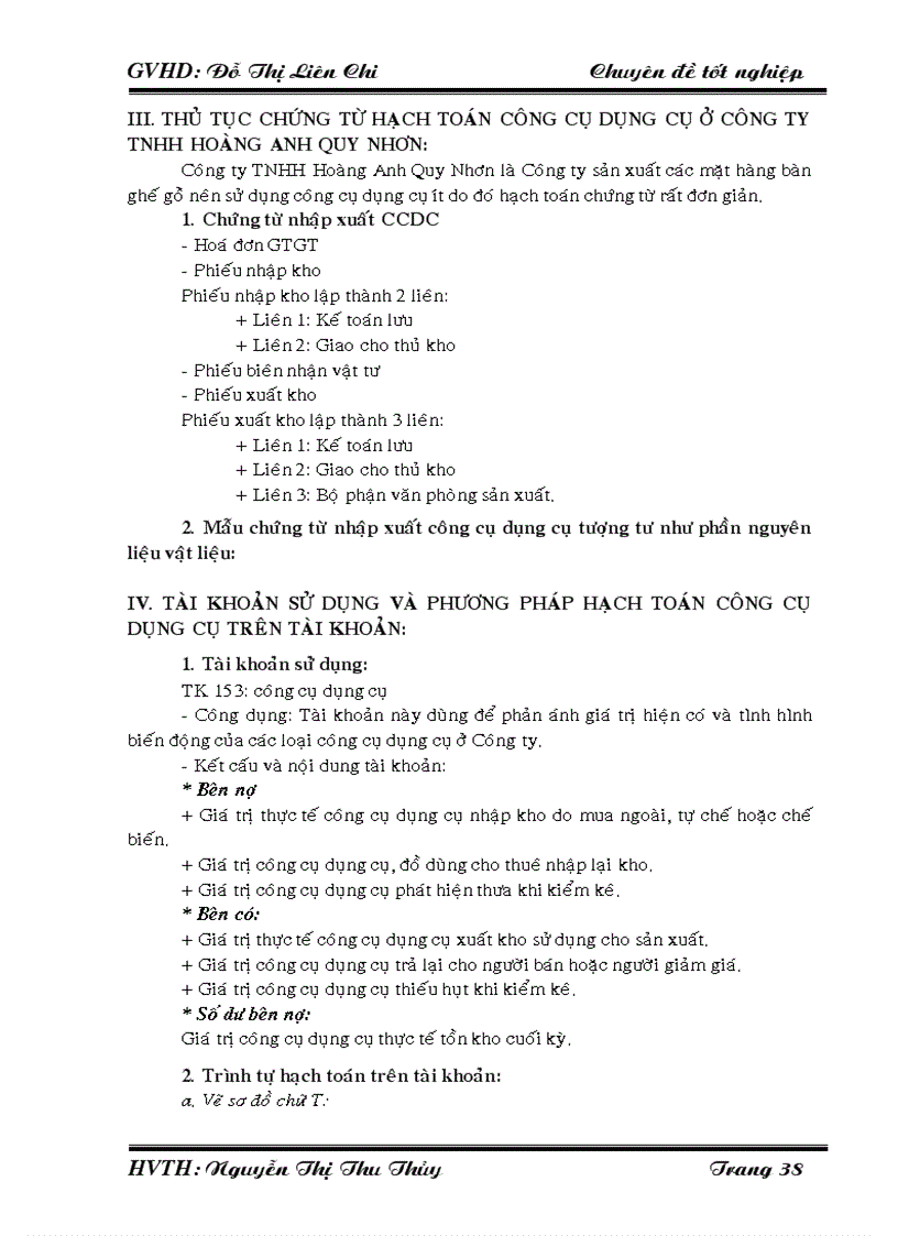 image for page Hoàn thiện công tác hạch toán NLVL CCDC tại Công ty TNHH Hoàng Anh Quy Nhơn