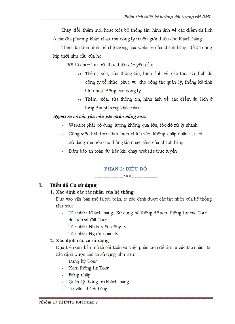 image for page Phân tích thiết kế hướng đối tượng với UML Quản lý Tour du lịch