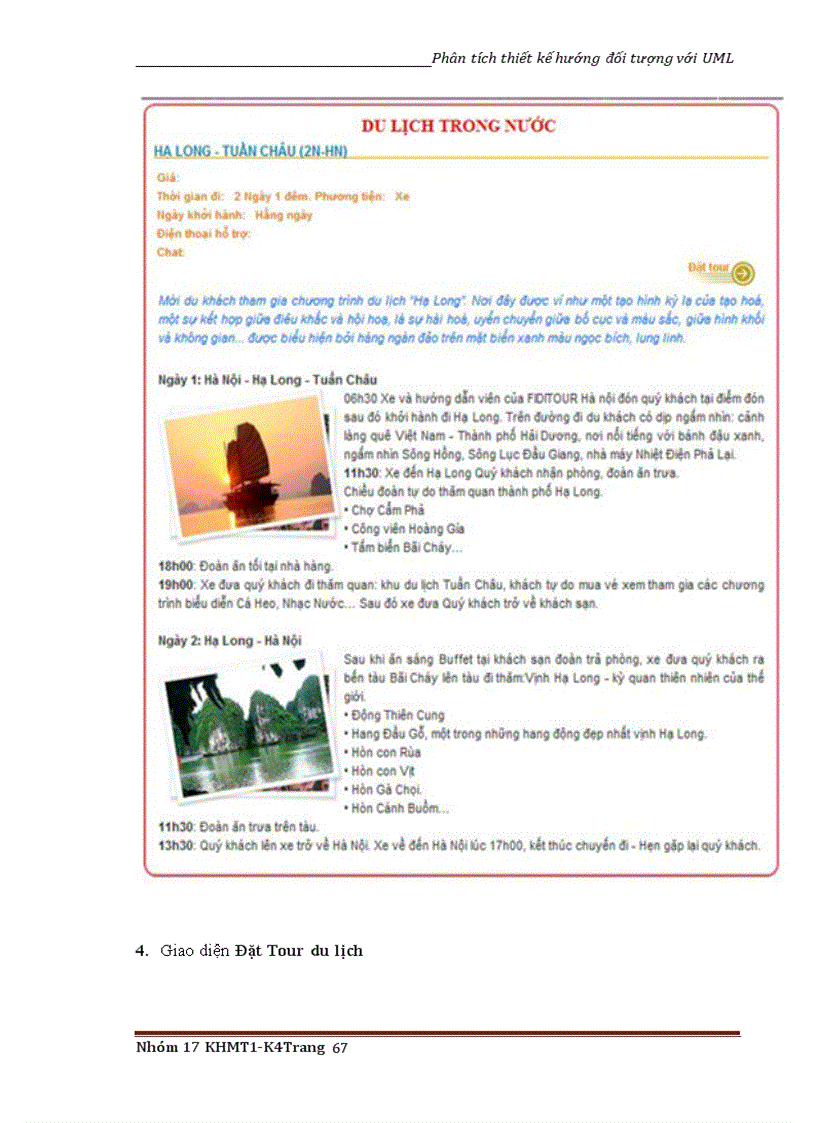 image for page Phân tích thiết kế hướng đối tượng với UML Quản lý Tour du lịch