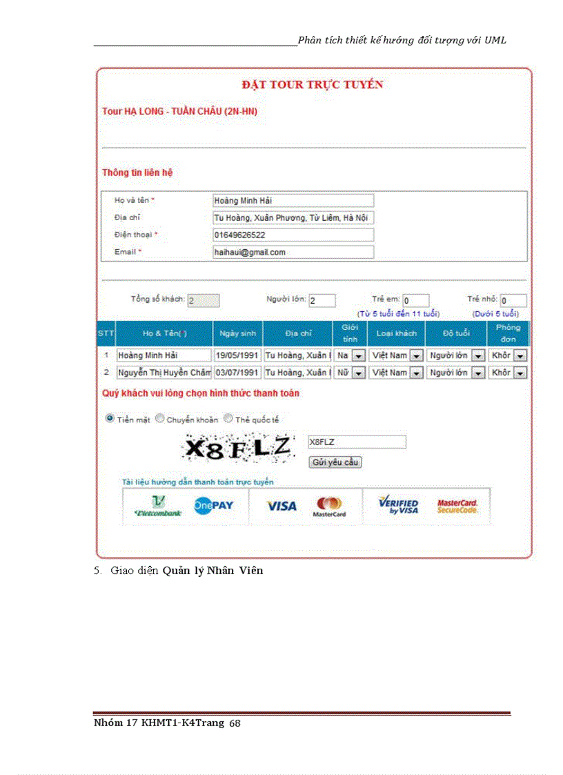 image for page Phân tích thiết kế hướng đối tượng với UML Quản lý Tour du lịch