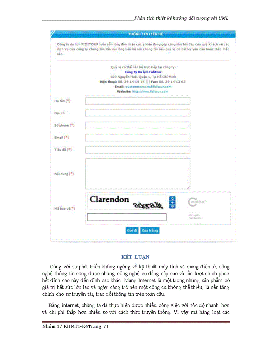 image for page Phân tích thiết kế hướng đối tượng với UML Quản lý Tour du lịch