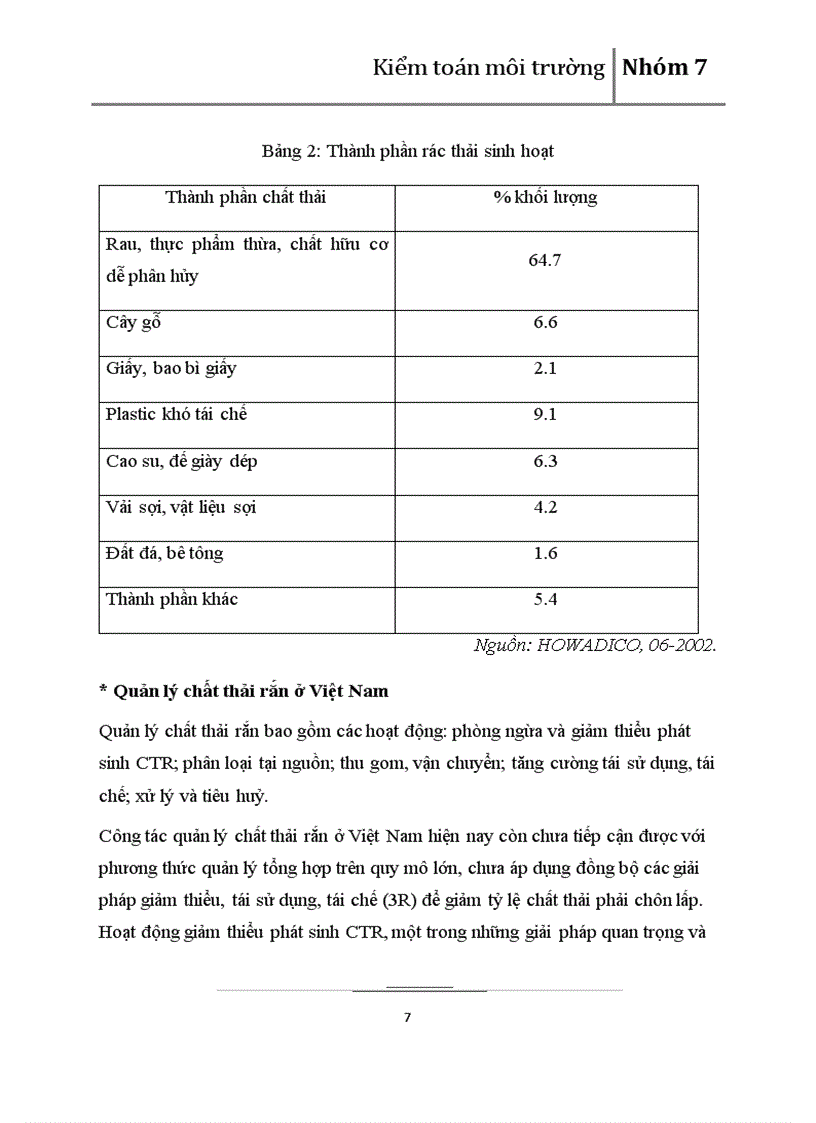 image for page Kiểm toán chất thải rắn sinh hoạt khu vực kí túc xá B3 Trường đại học Nông Nghiệp Hà Nội