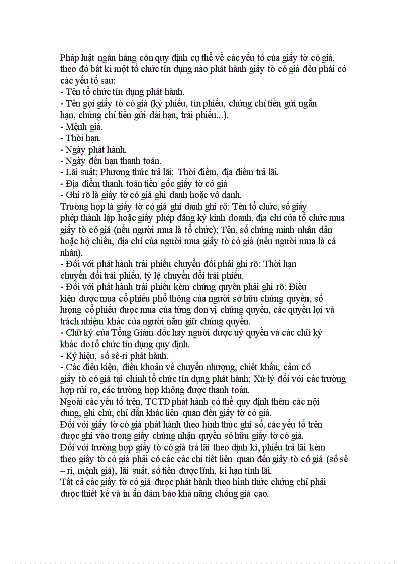 Quy chế pháp lí của hoạt động phát hành giấy tờ có giá của TCTD theo pháp luật hiện hành