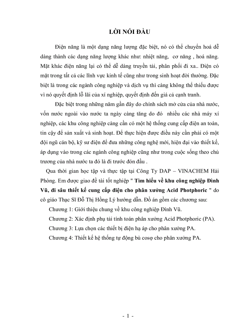 image for page Tìm hiểu về khu công nghiệp Đình Vũ đi sâu thiết kế cung cấp điện cho phân xưởng Acid Photphoric