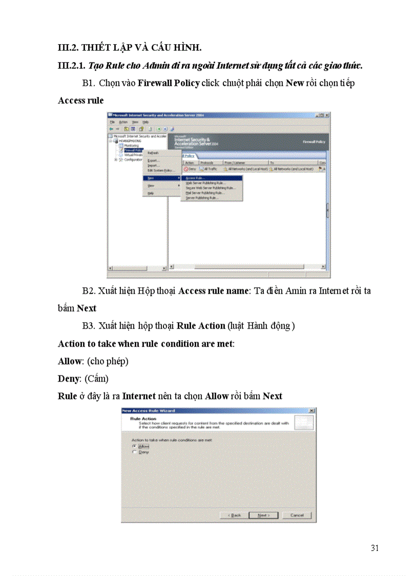 image for page Thiết lập firewall và các rule với ISA server