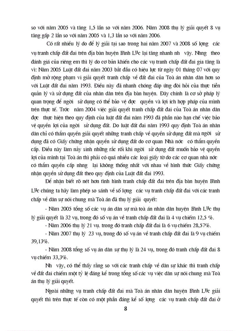 image for page Tình hình giải quyết tranh chấp đất đai của toà án nhân dân huyện Bình Lục