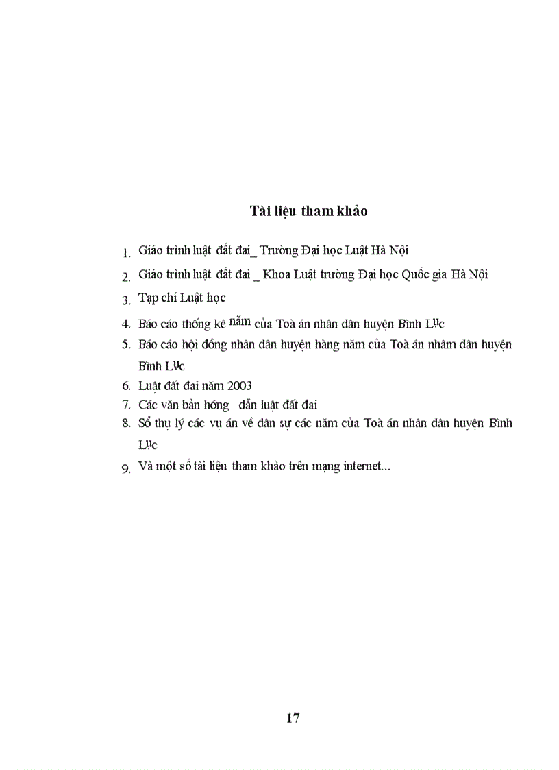 image for page Tình hình giải quyết tranh chấp đất đai của toà án nhân dân huyện Bình Lục