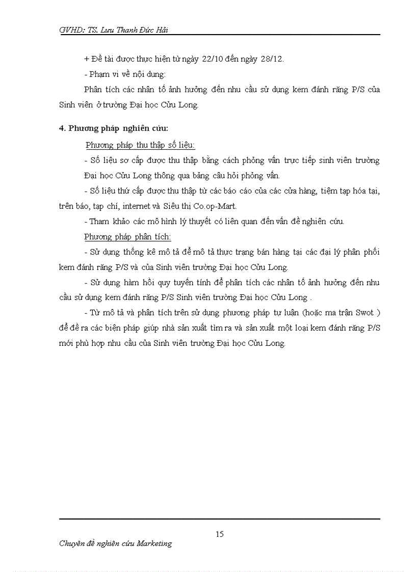 image for page Tìm hiểu nhu cầu sử dụng kem đánh răng của Sinh viên trường Đại học Cửu Long