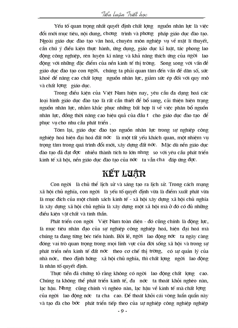 image for page Quan điểm của triết học Mác Lênin về con người và vấn đề xây dựng nguồn lực con người trong sự nghiệp công nghiệp hoá hiện đại hoá ở nước ta