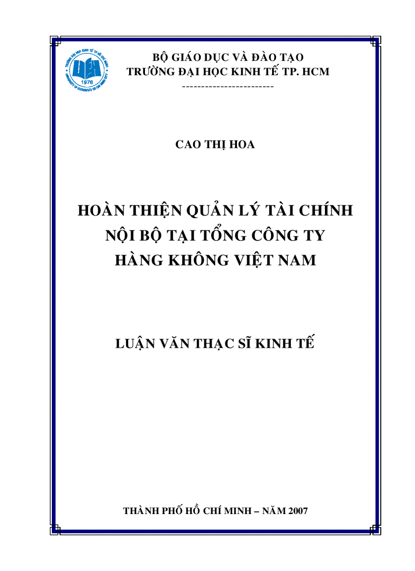 image for page Hoàn thiện quản lý tài chính nội bộ tại Tổng công ty Hàng không Việt Nam