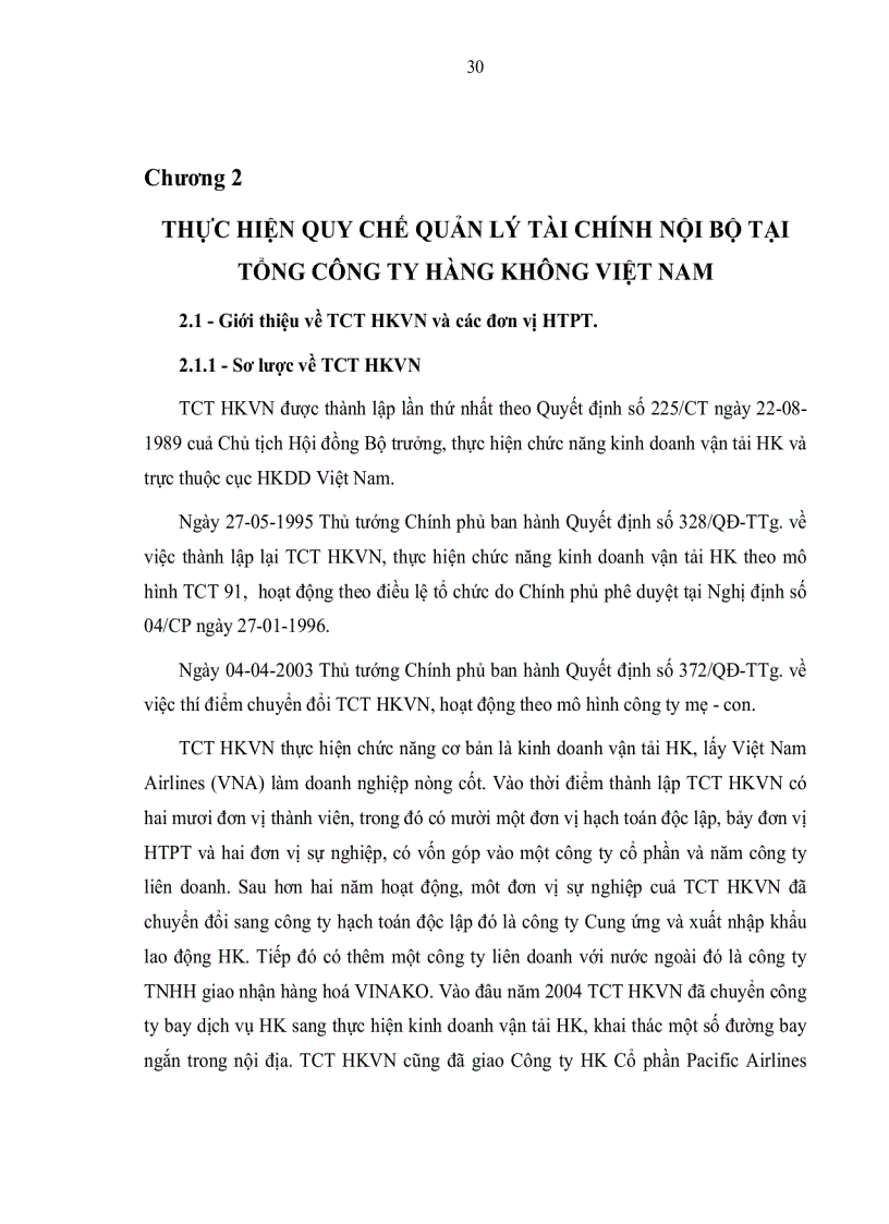 image for page Hoàn thiện quản lý tài chính nội bộ tại Tổng công ty Hàng không Việt Nam