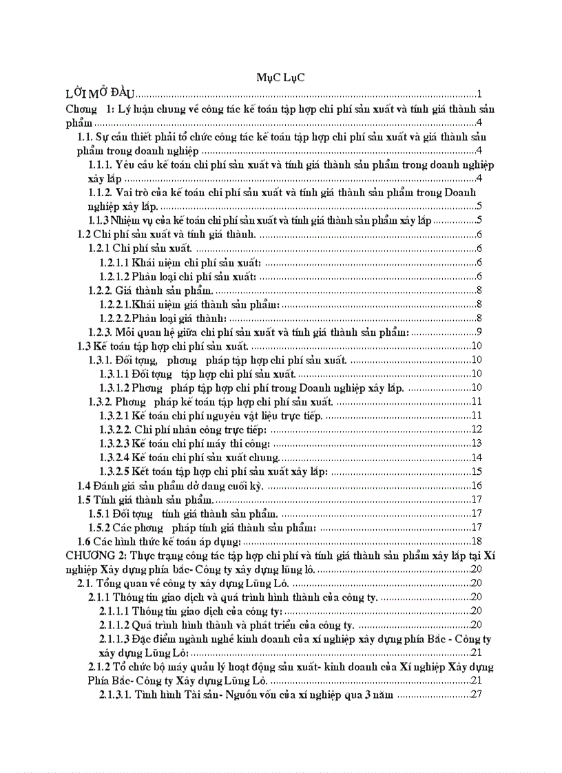 Kế toán chi phí sản xuất kinh doanh và tính giá thành sản phẩm tại xí nghiệp xây dựng phía Bắc Công ty xây dựng Lũng Lô