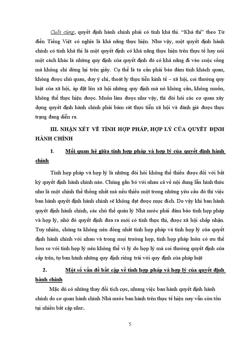 image for page Phân tích các yêu cầu về tính hợp pháp hợp lý của quyết định hành chính và nhận xét về tính hợp pháp hợp lý của quyết định hành chính do cơ quan hành chính nhà nước ban hành