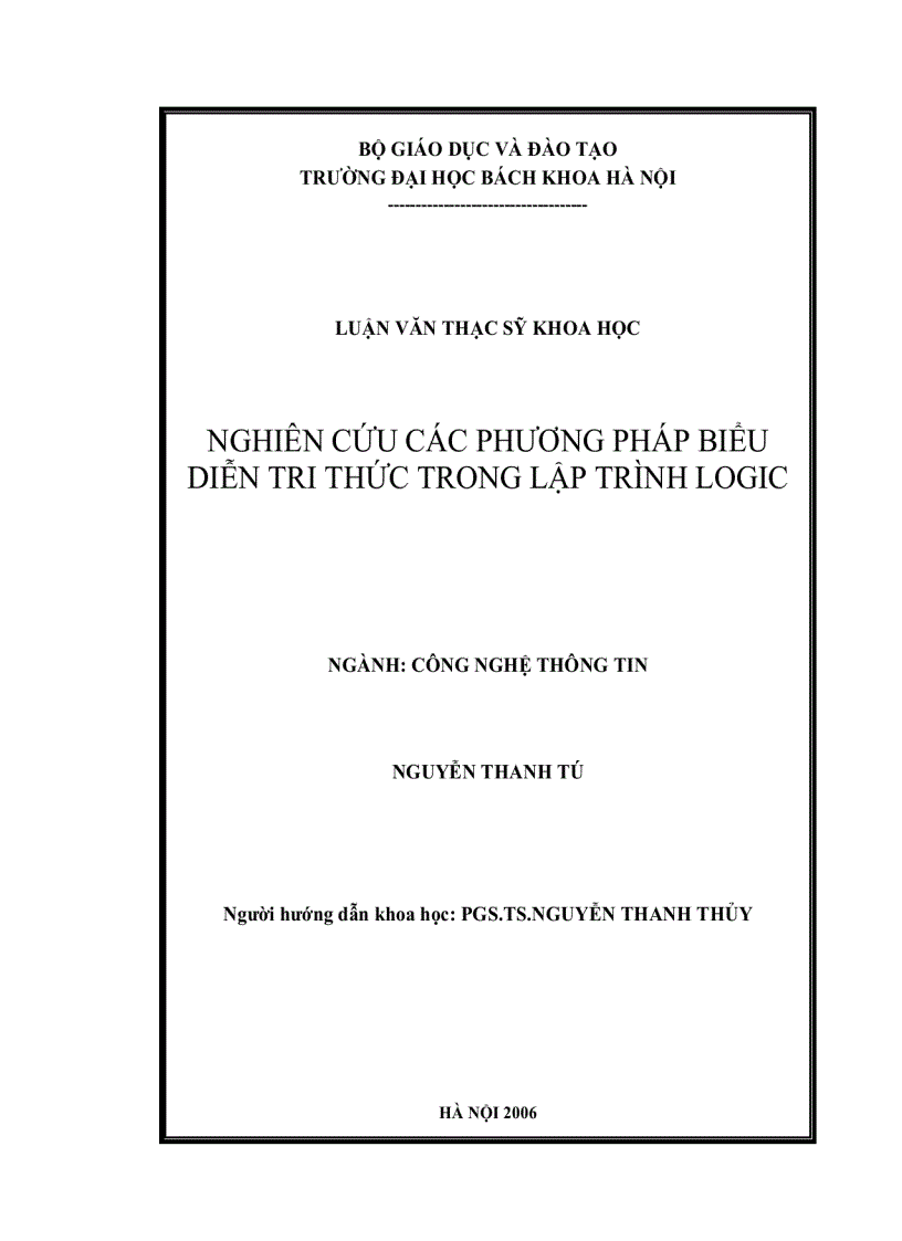 image for page Nghiên cứu các phương pháp biểu diễn tri thức trong lập trình Logic