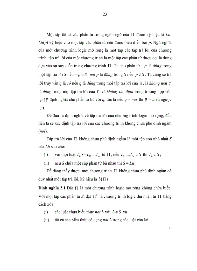 image for page Nghiên cứu các phương pháp biểu diễn tri thức trong lập trình Logic
