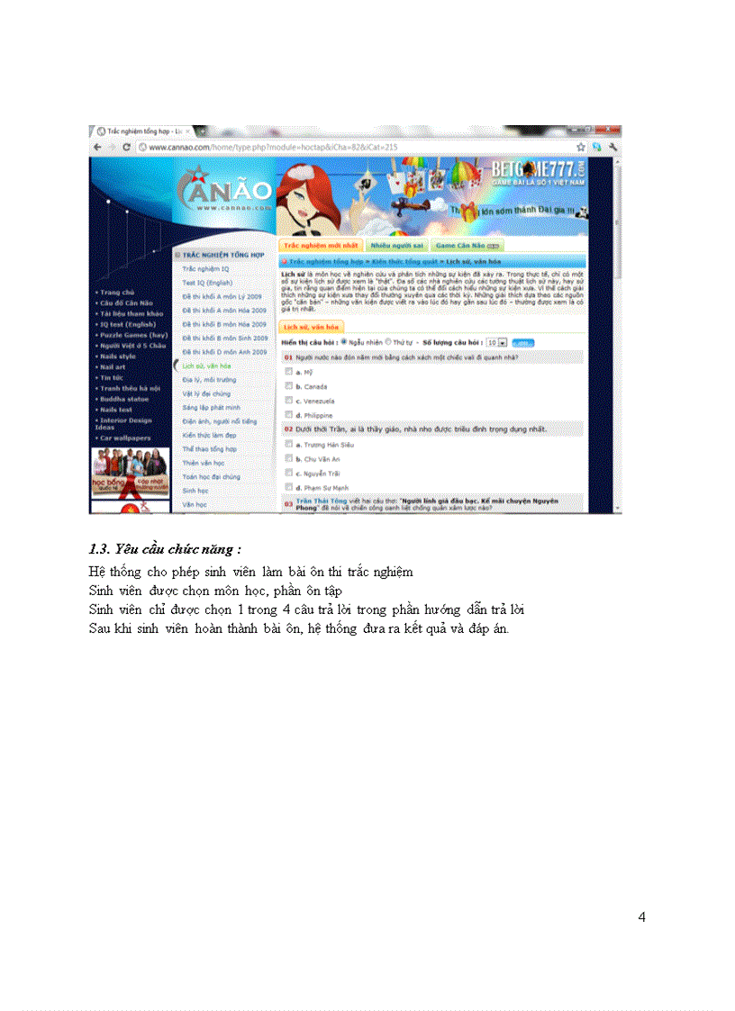 PHÂN TÍCH THIẾT KẾ HỆ THỐNG THÔNG TIN Hệ Thống Thi Trắc Nghiệm Chức năng Ôn Thi Trắc Nghiệm