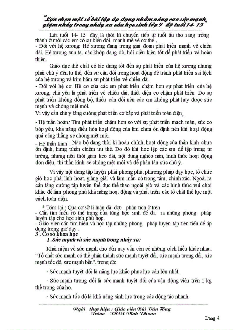 image for page Lựa chọn một số bài tập áp dụng nhằm nâng cao sức mạnh giậm nhảy trong nhảy xa của học sinh lớp 9 độ tuổi 14 15