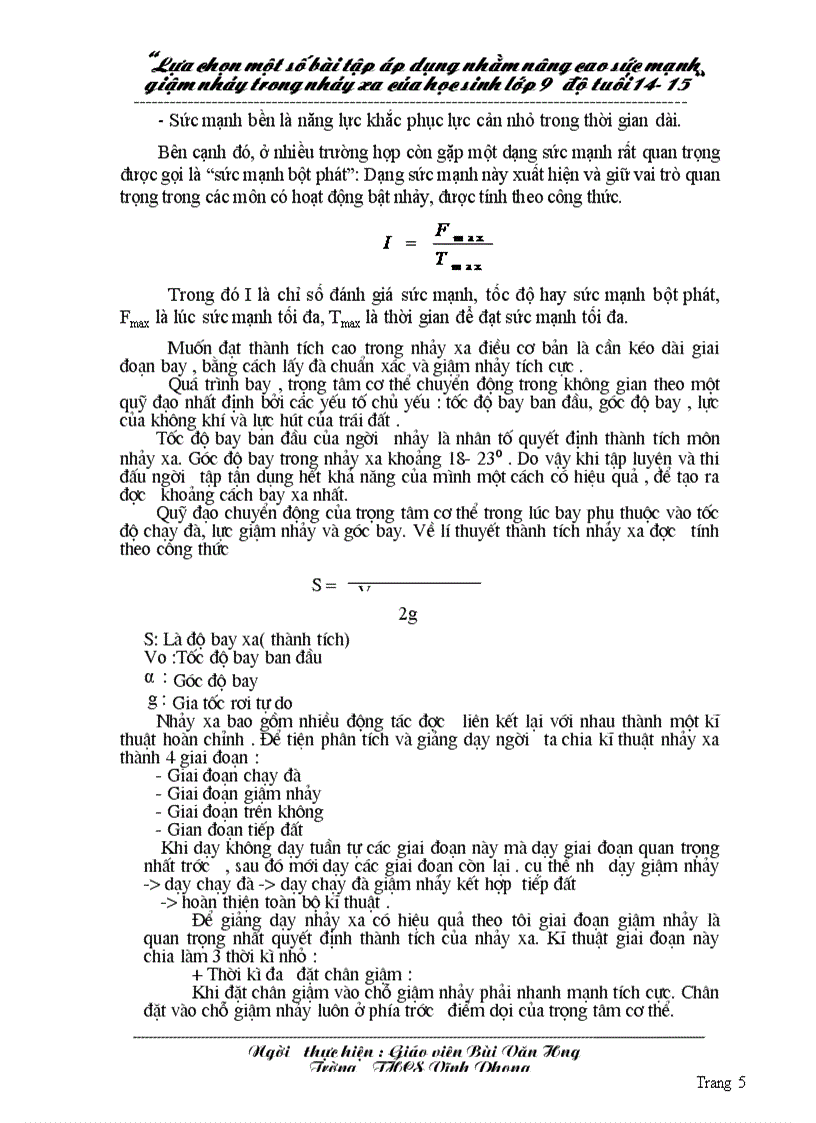 image for page Lựa chọn một số bài tập áp dụng nhằm nâng cao sức mạnh giậm nhảy trong nhảy xa của học sinh lớp 9 độ tuổi 14 15