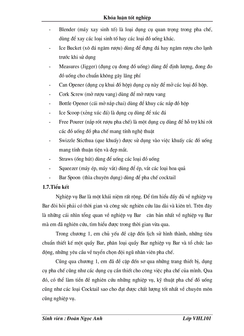 image for page Tìm hiểu nghiệp vụ pha chế quầy Bar tại nhà hàng Focus Hải Phòn