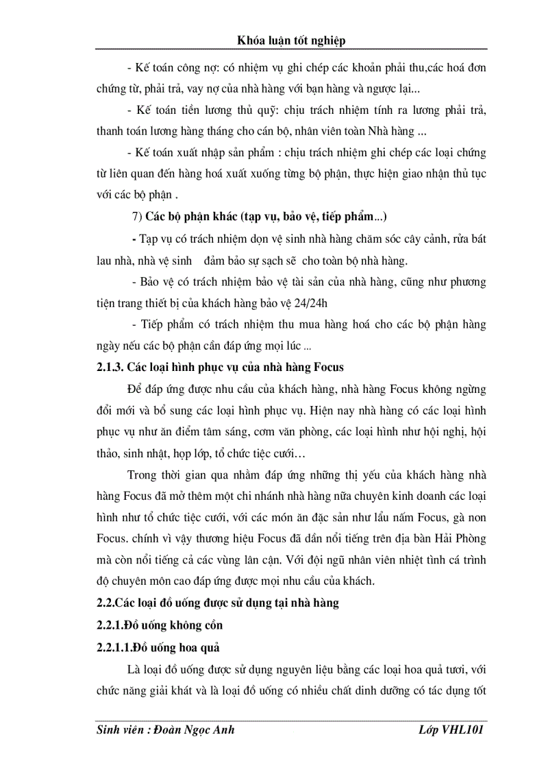 image for page Tìm hiểu nghiệp vụ pha chế quầy Bar tại nhà hàng Focus Hải Phòn