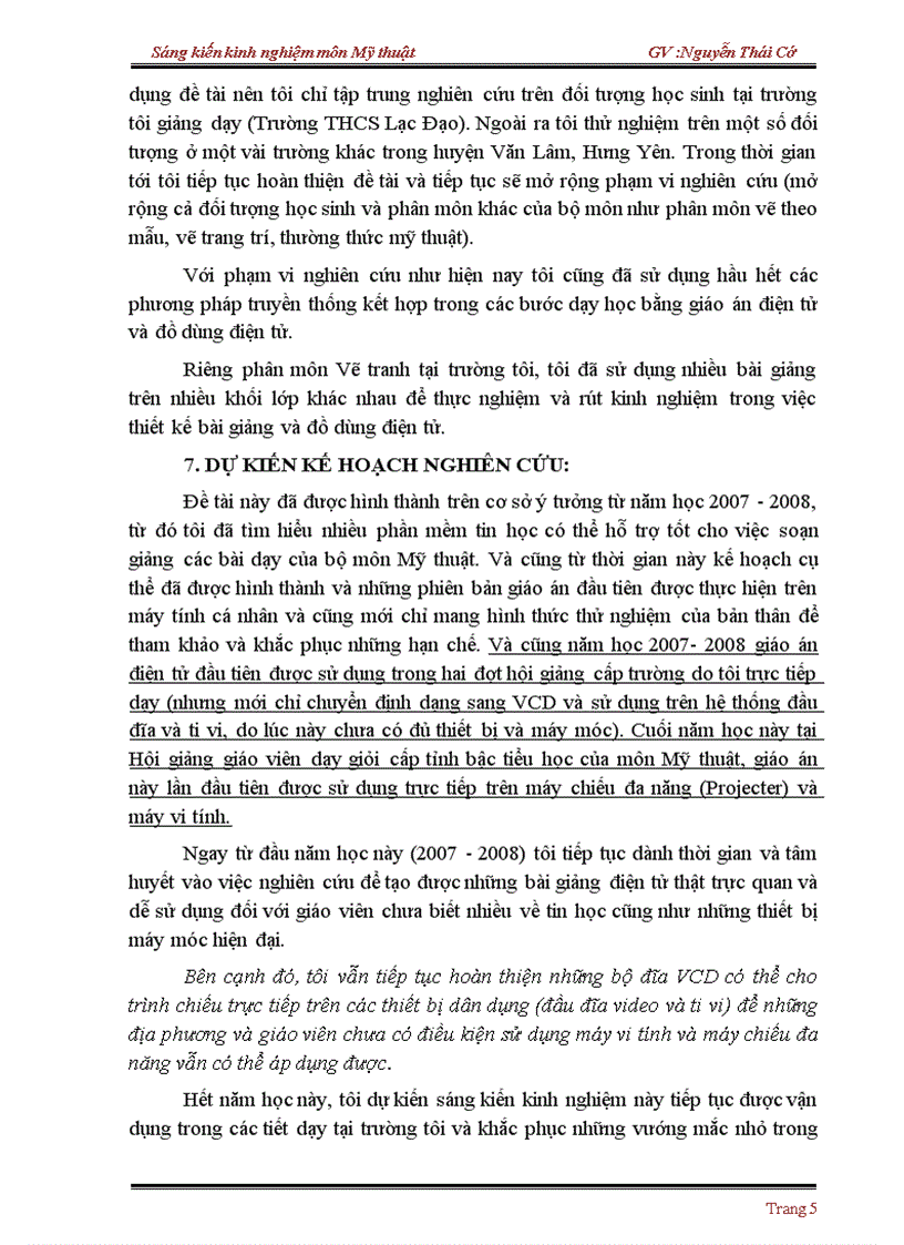 image for page Ứng dụng Công nghệ thông tin trong việc đổi mới phương pháp dạy học phần Quan sát nhận xét và thực hành của phân môn vẽ tranh bậc Trung học cơ sở