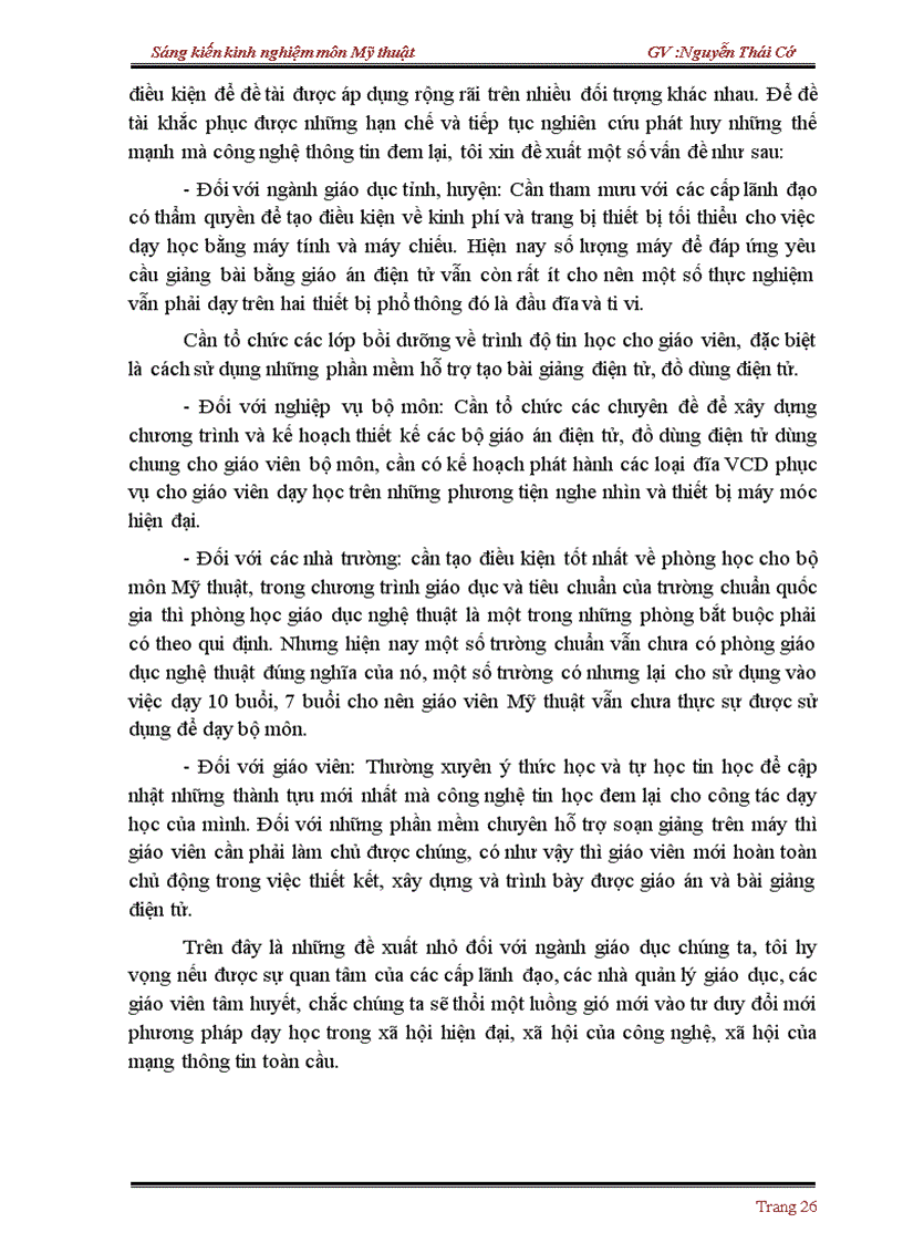 image for page Ứng dụng Công nghệ thông tin trong việc đổi mới phương pháp dạy học phần Quan sát nhận xét và thực hành của phân môn vẽ tranh bậc Trung học cơ sở