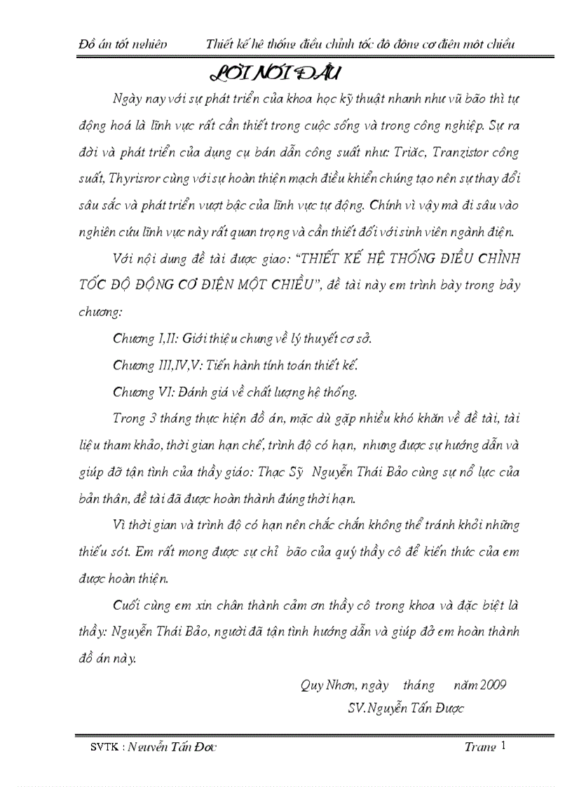 image for page Thiết kế hệ thống điều chỉnh động cơ điện một chiều