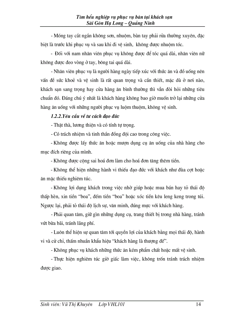 image for page Tìm hiểu nghiệp vụ phục vụ bàn tại khách sạn Sài Gòn Hạ Long